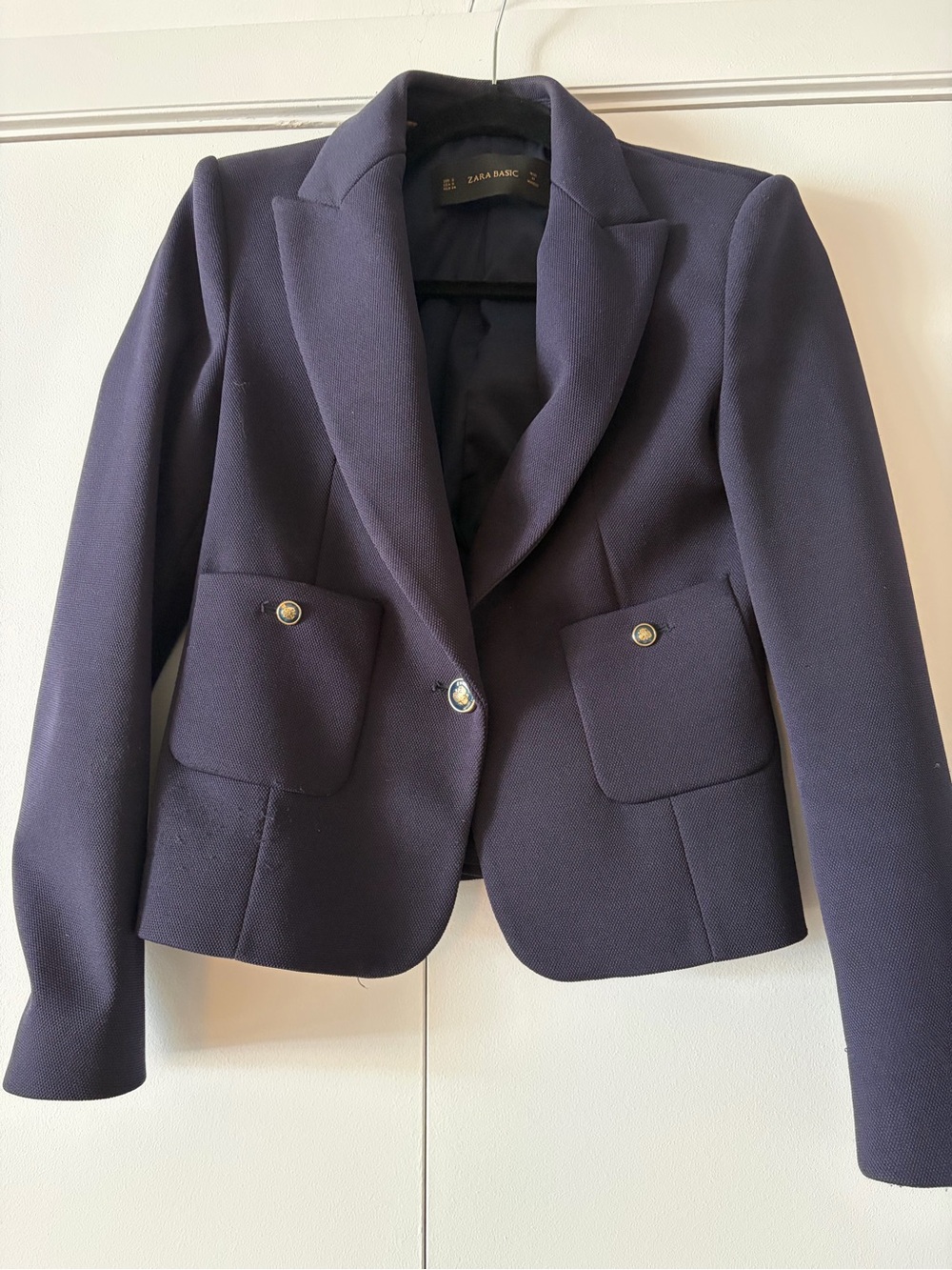 Zara Navy Single-Button Tailored Blazer